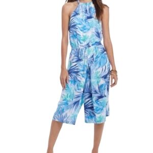 Blue Tropical Print Jumpsuit